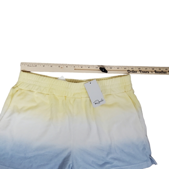 NEW Rails Jane Sky Blue Dip Dye High Rise Terry Shorts Size L Pockets Pull On - Picture 8 of 11